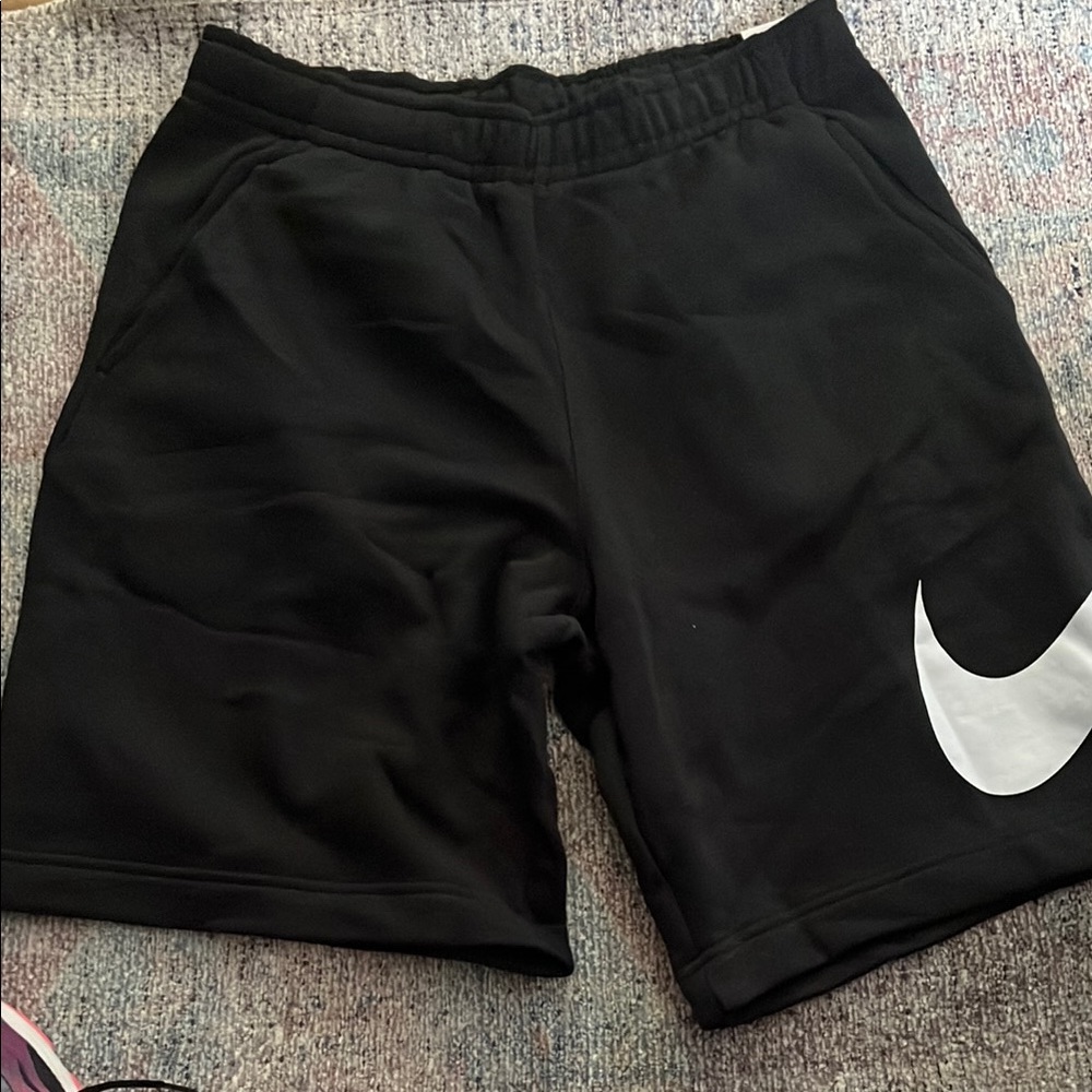 Black Athletic Shorts with White Swoosh